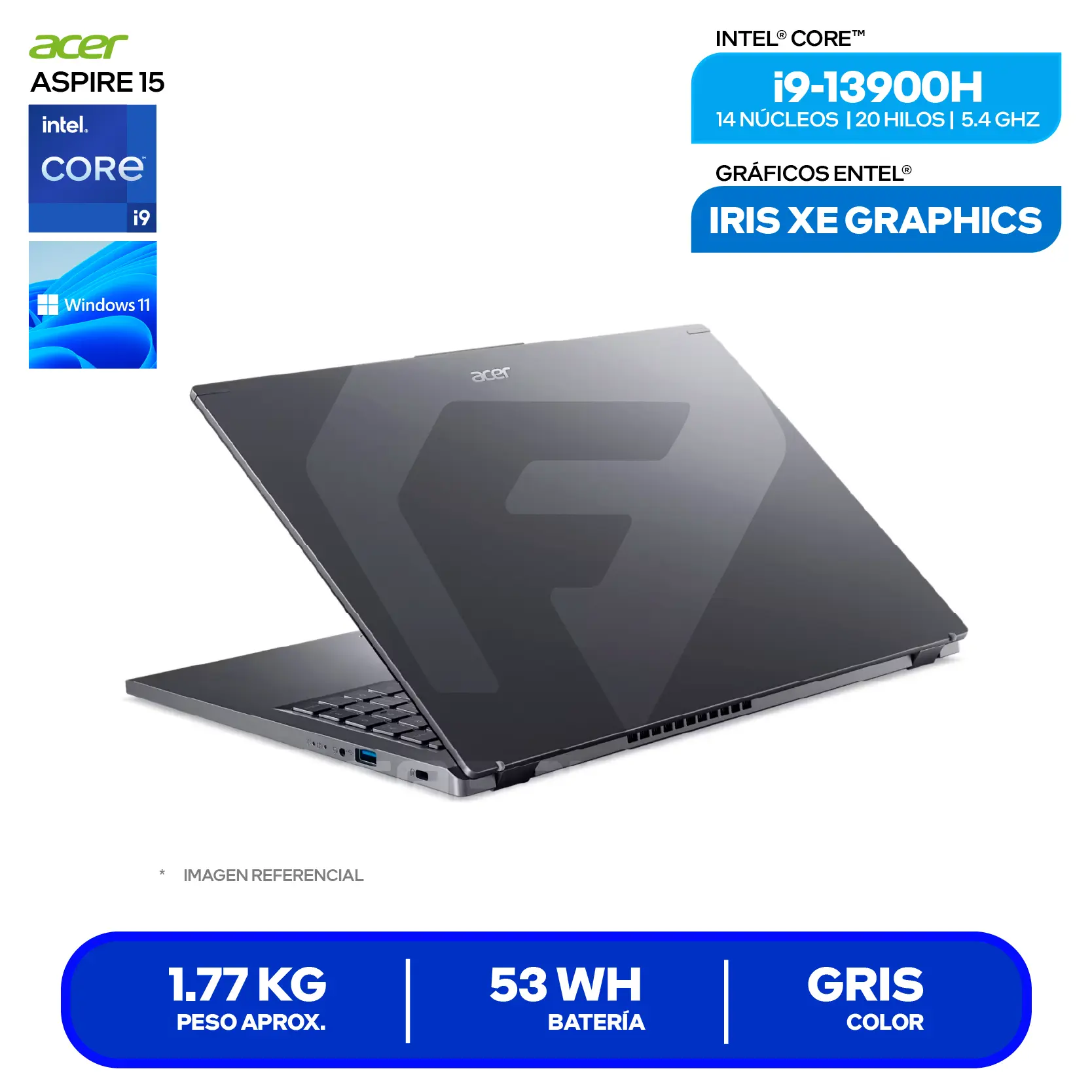Laptop Acer Aspire 15 A15-51M-99W4 (NX.JQYAL.002) Intel Core i9-13900H , RAM 16GB, SSD 512GB, 15.6'' FHD, Windows 11 Home
