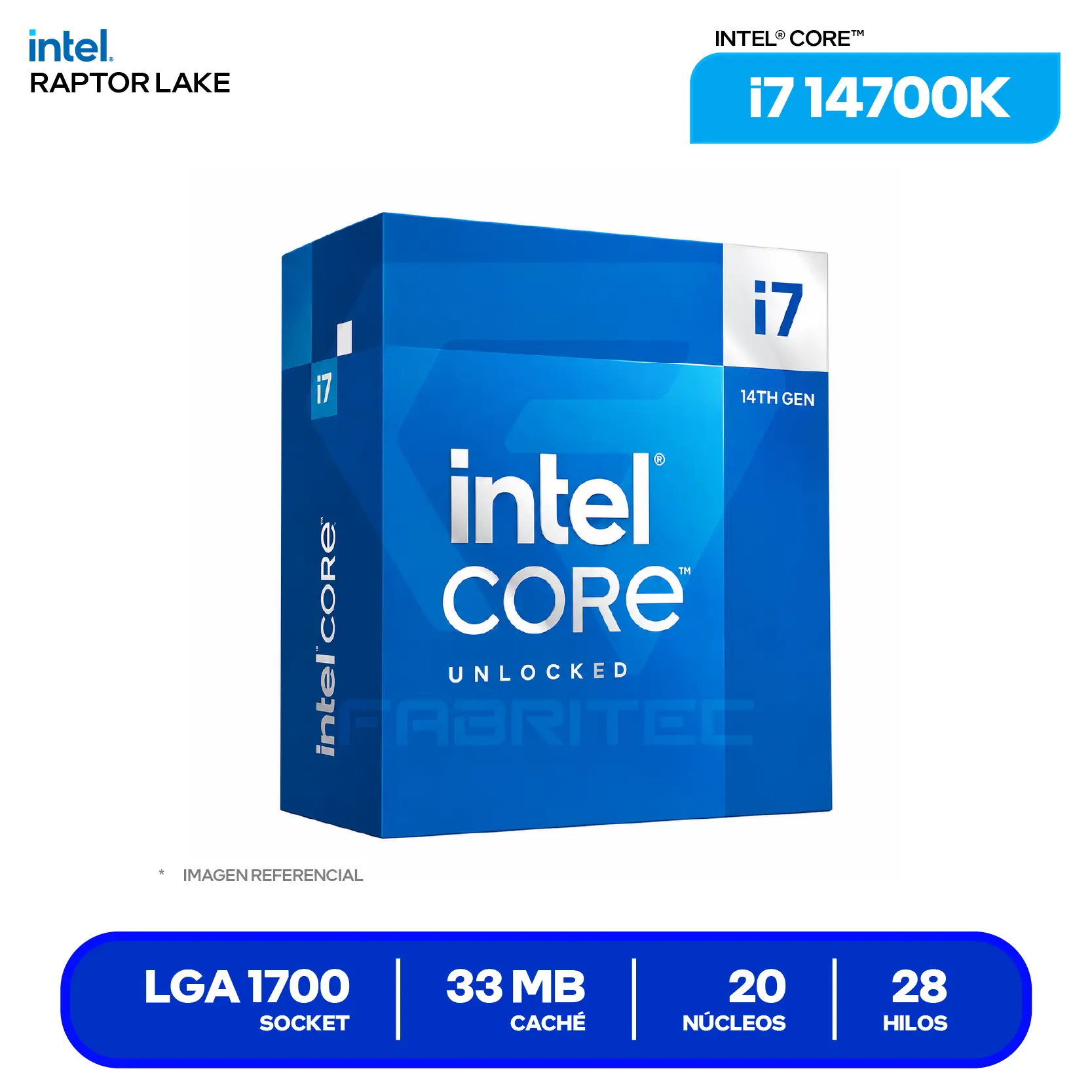 Procesador Intel Core i7-14700K (BX8071514700K) 3.4 GHz / 5.6 GHz, 20 Núcleos, LGA1700