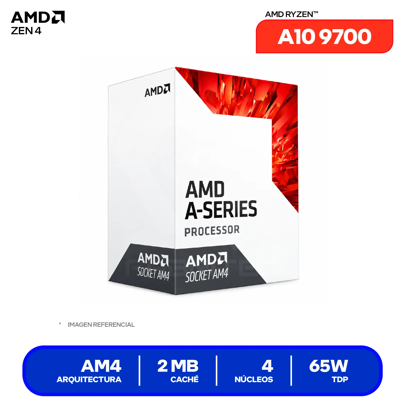Procesador APU AMD A10-9700 (AD9700AGABBOX) 3.5 GHz / 3.8 GHz, 4 Núcleos, AM4