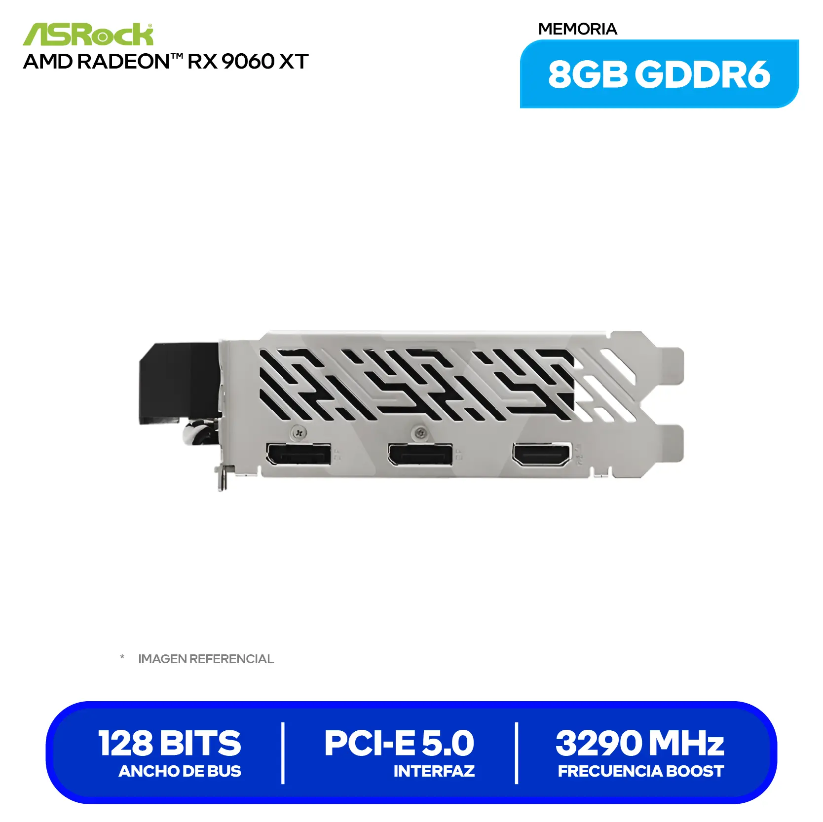 Tarjeta de video Asrock AMD Radeon RX 9060 XT Challenger 8GB (RX9060XT CL 8GO) GDDR6, 2x DisplayPort, 1x HDMI