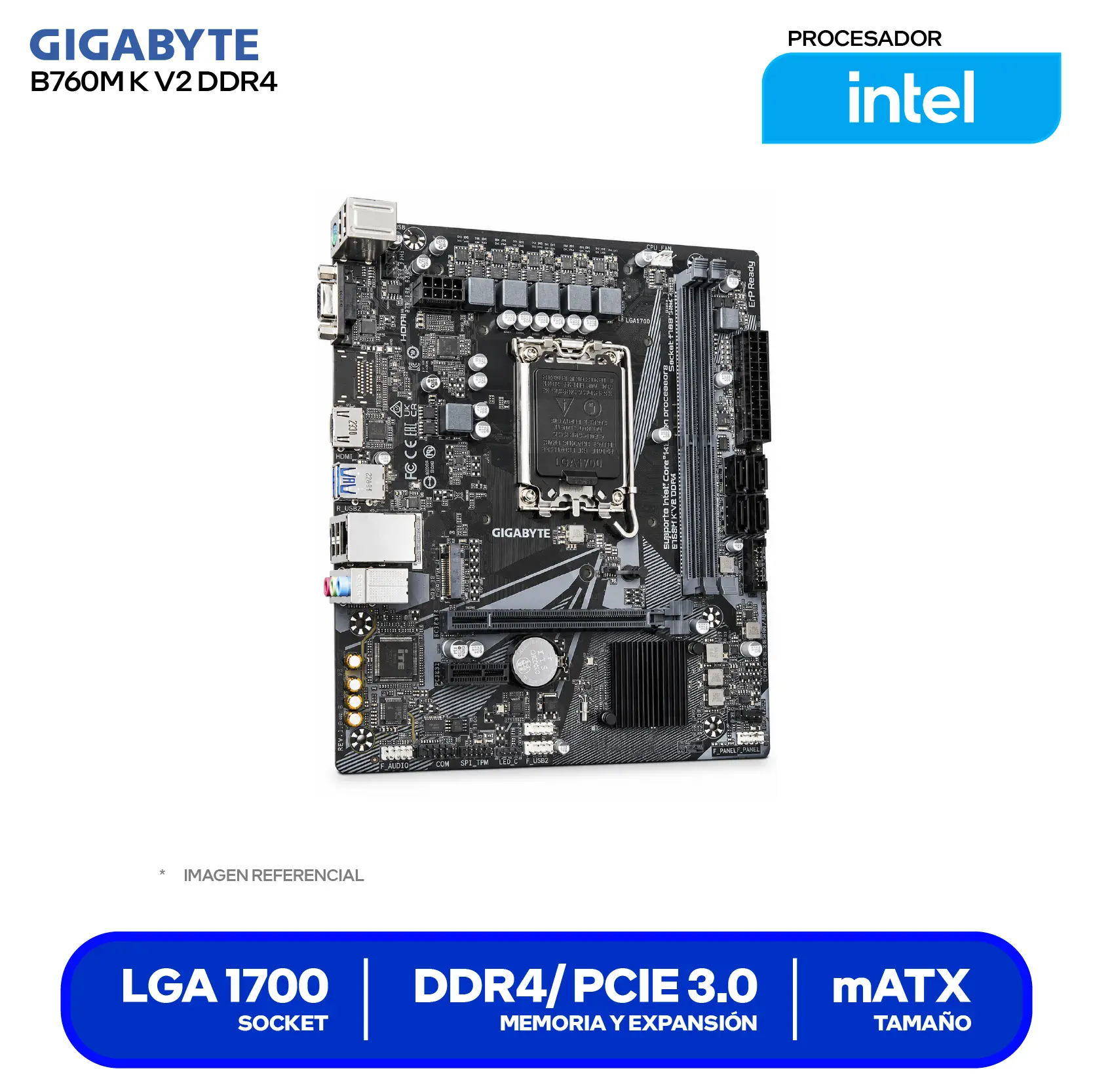Placa madre Gigabyte B760M K V2 DDR4 LGA1700 (9MB76MK24-00-G10) Micro-ATX