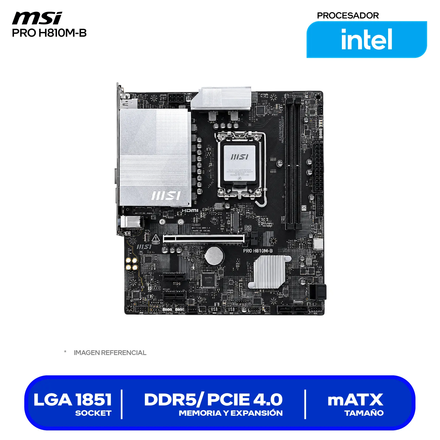 Placa madre MSI Pro H810M-B LGA1851 (PRO H810M-B) DDR5, Micro-ATX