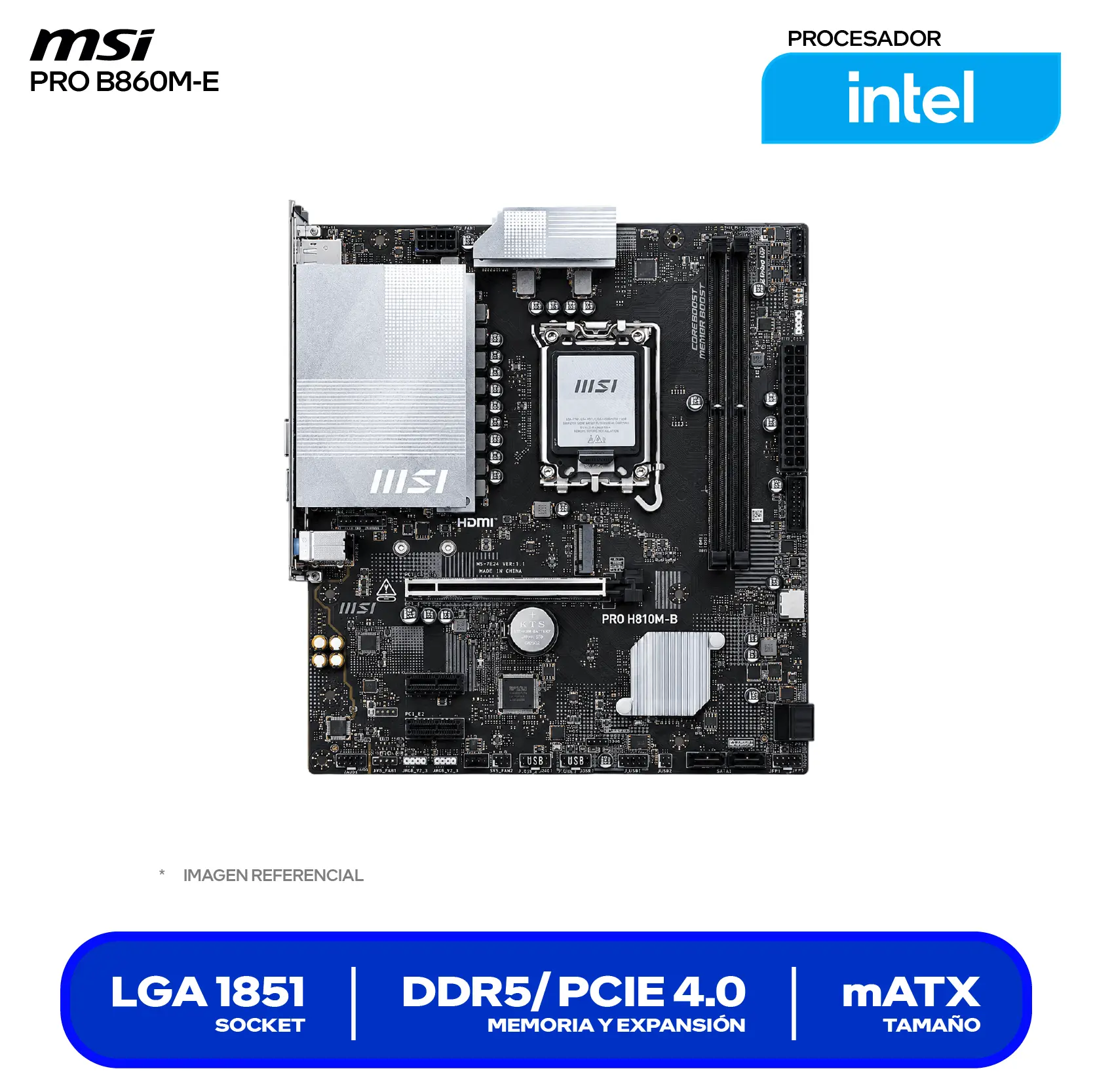 Placa madre MSI Pro B860M-E LGA1851 (PRO B860M-E) DDR5, Micro-ATX