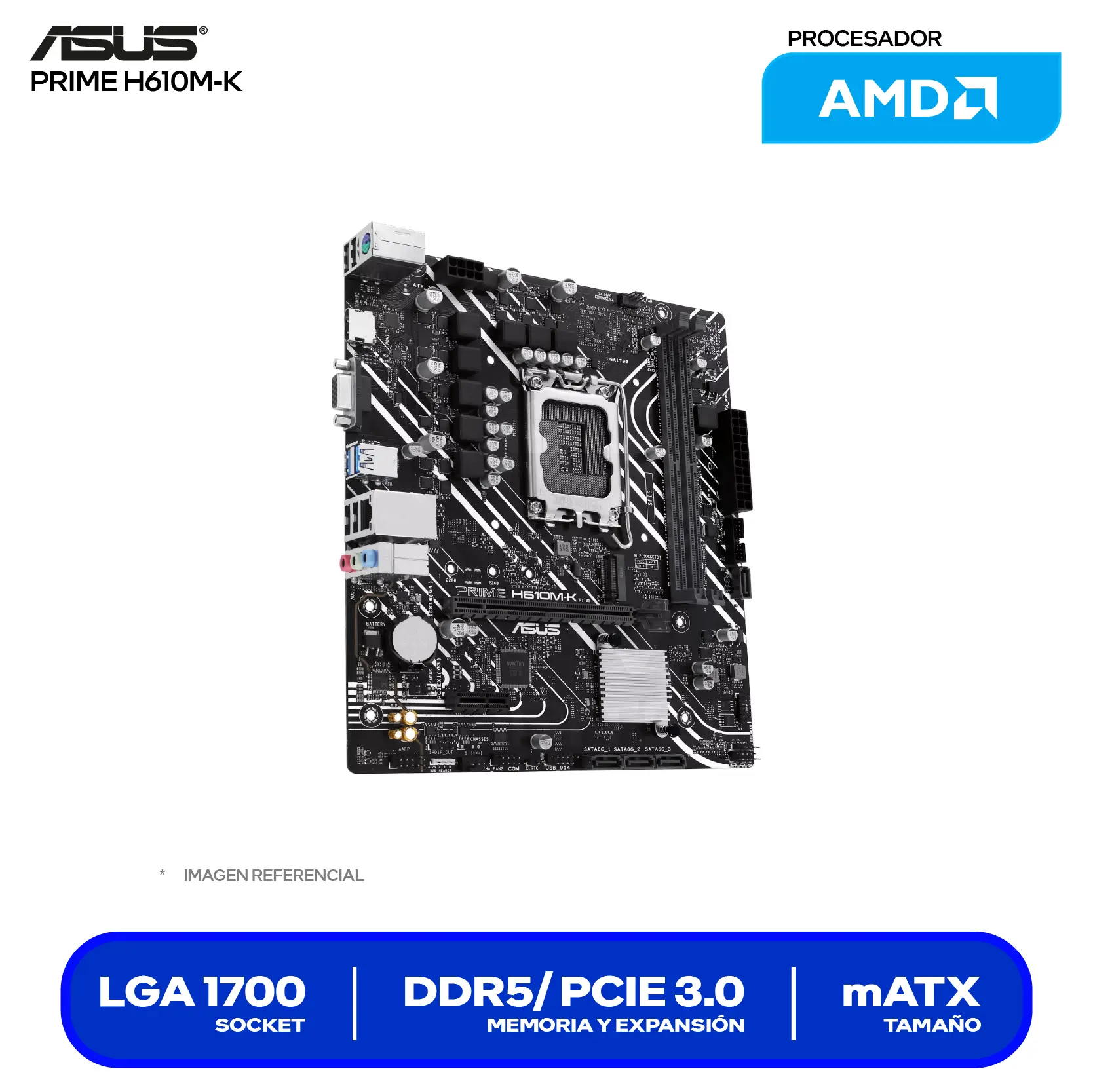 Placa Madre Asus Prime H610M-K D5 LGA1700 (90MB1GA0-M0EAY0) DDR5, Micro-ATX