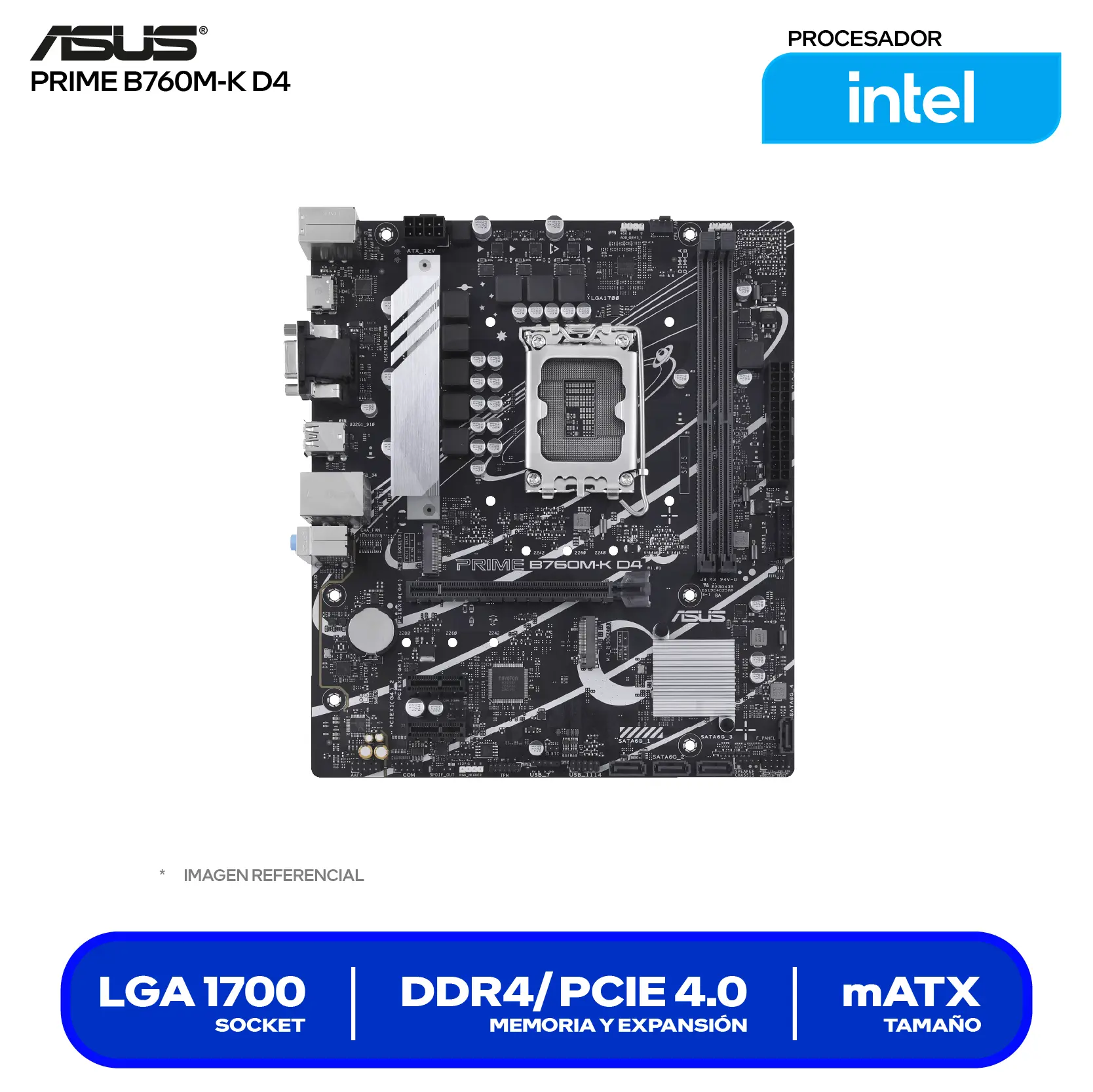 Placa Madre Asus Prime B760M-K D4 LGA1700 (90MB1DS0-M1EAY0) DDR4, Micro-ATX