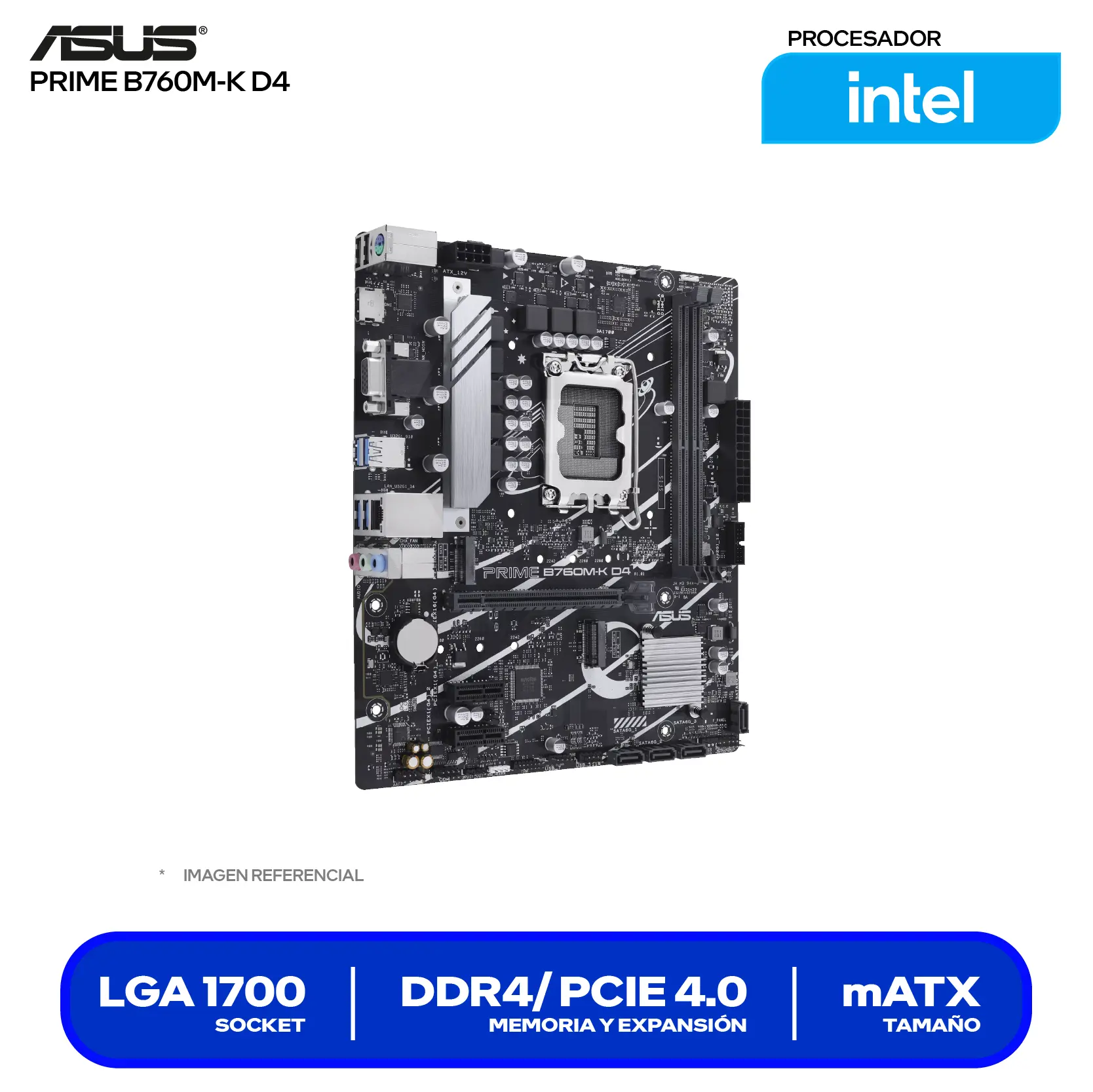 Placa Madre Asus Prime B760M-K D4 LGA1700 (90MB1DS0-M1EAY0) DDR4, Micro-ATX