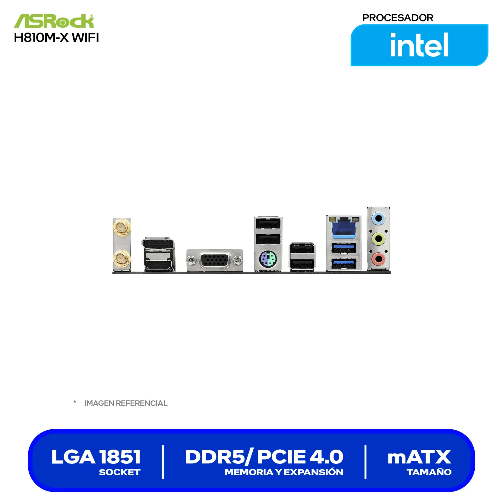 Placa Madre ASRock H810M-X WIFI LGA1851 (90-MXBS60-A0UAYAZ) DDR5, Micro-ATX