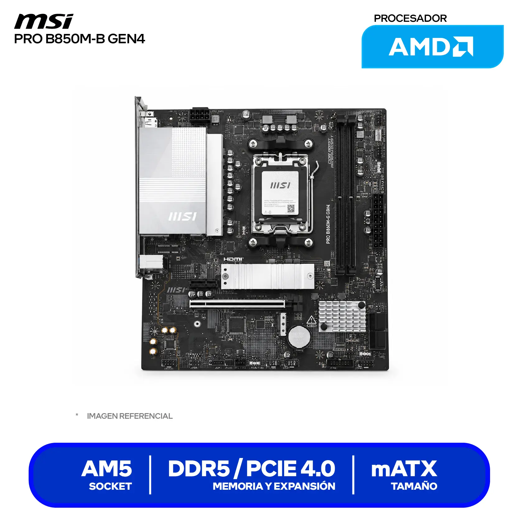 Placa Madre MSI PRO B850M-B GEN4 AM5 (PRO B850M-B GEN4) DDR5, Micro-ATX