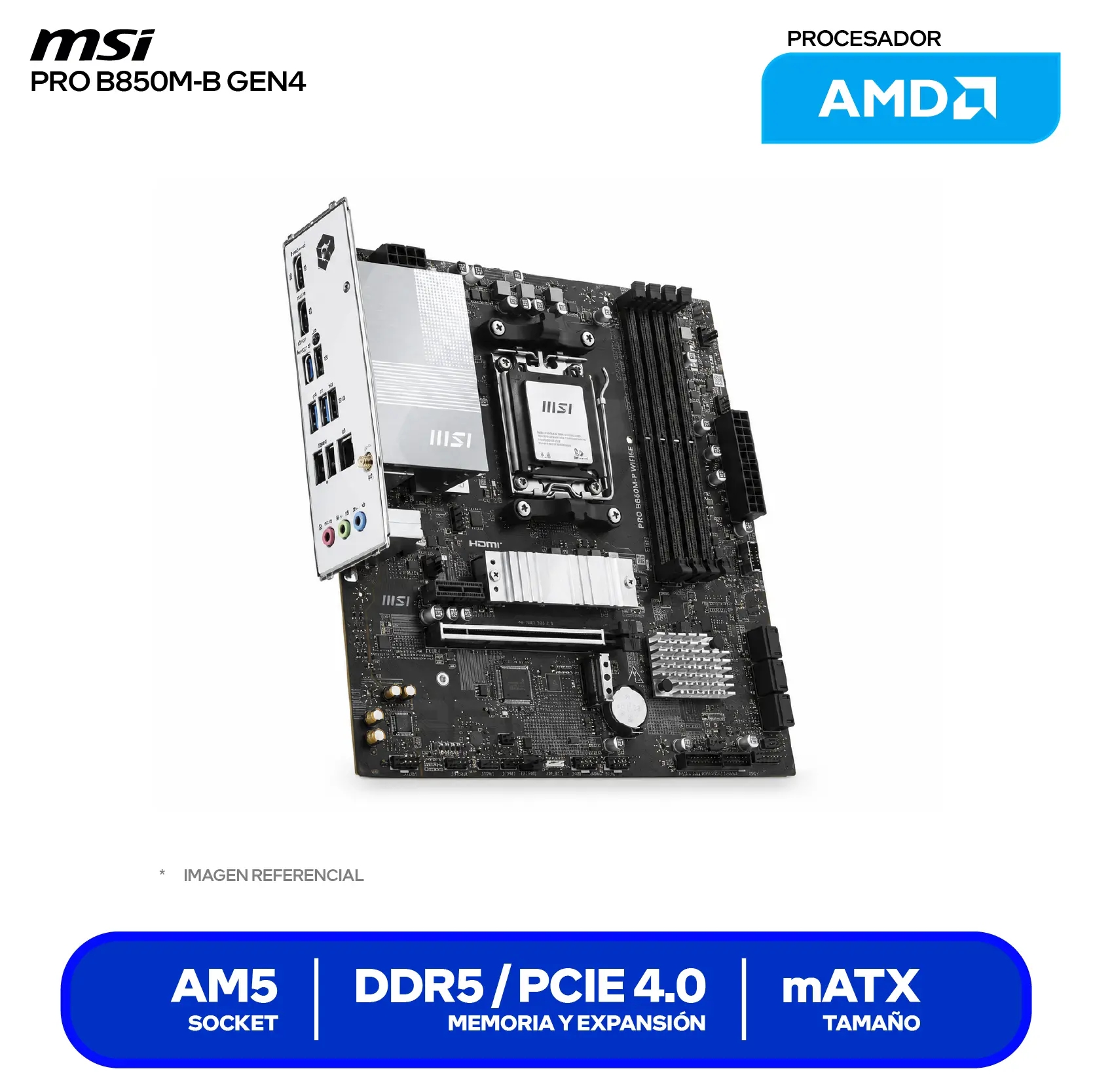 Placa Madre MSI PRO B850M-B GEN4 AM5 (PRO B850M-B GEN4) DDR5, Micro-ATX
