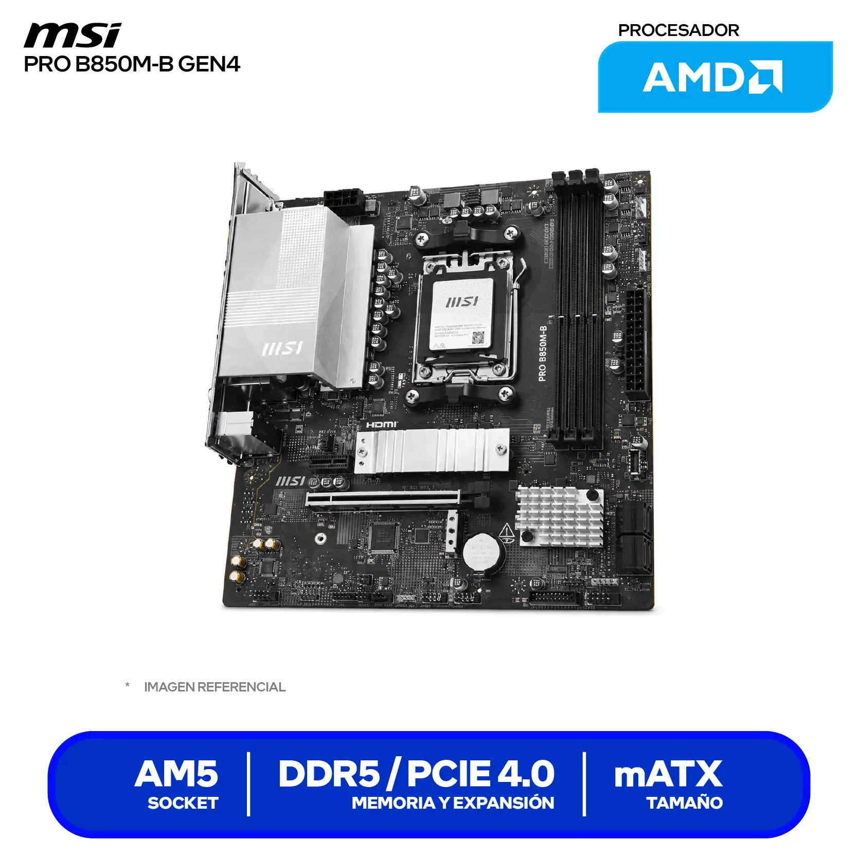 Placa Madre MSI PRO B850M-B GEN4 AM5 (PRO B850M-B GEN4) DDR5, Micro-ATX