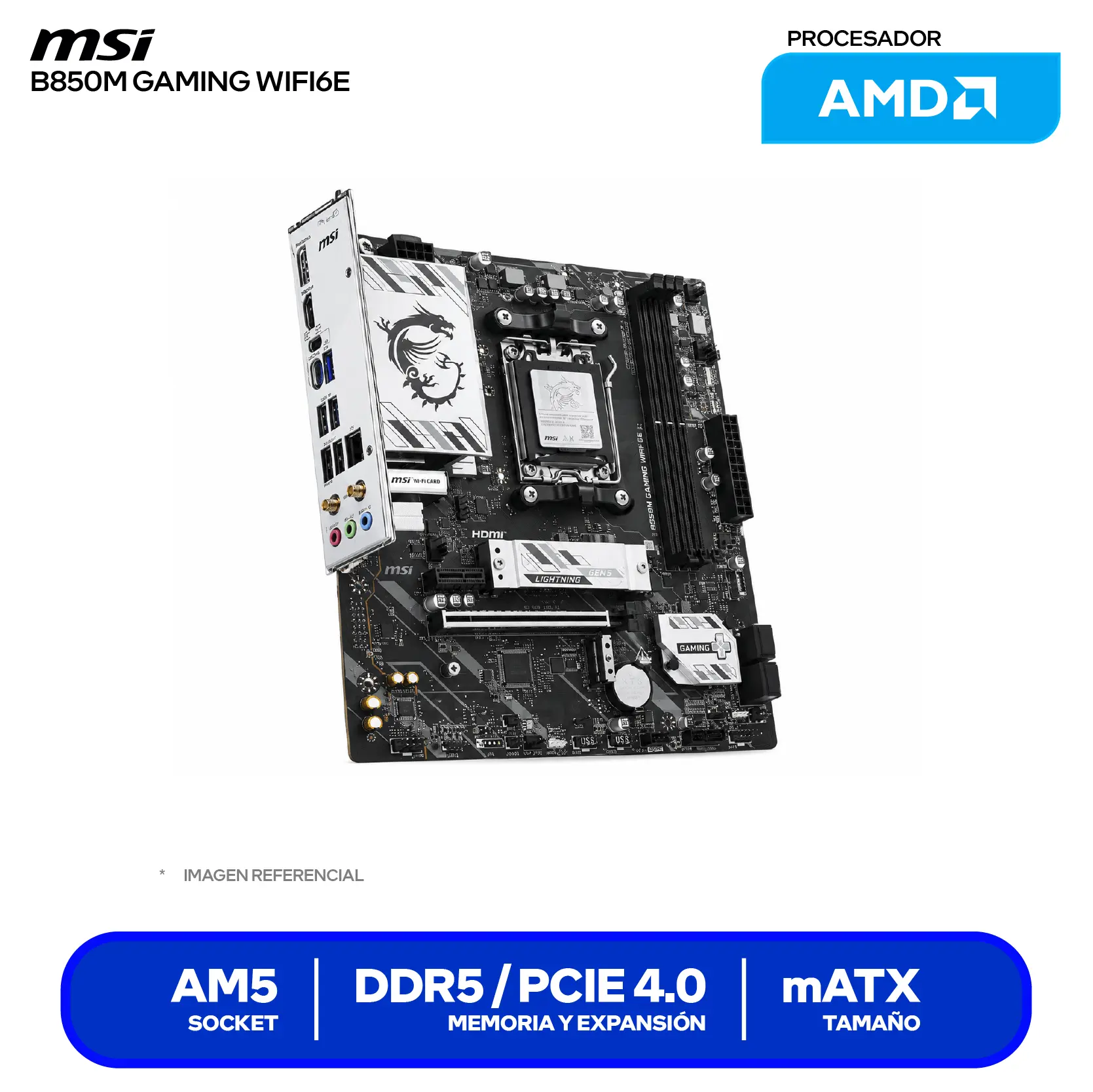 Placa Madre MSI B850M GAMING WIFI6E (B850M GAMING WIFI6E) AM5, DDR5, mATX