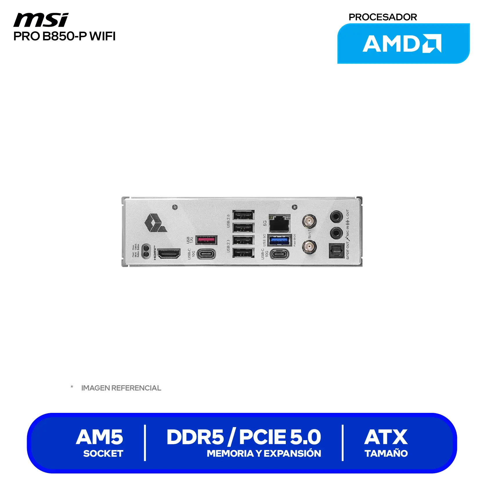 Placa Madre MSI PRO B850-P WIFI (PRO B850-P WIFI) AM5, DDR5, ATX, Wi-Fi 7