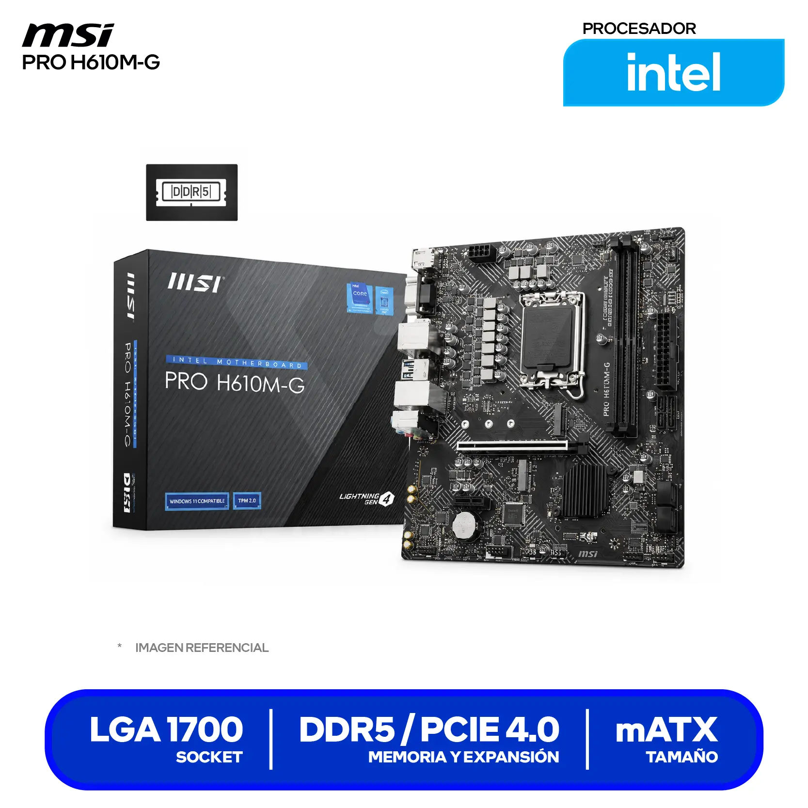 Placa Madre MSI PRO H610M-G (PRO H610M-G DRR5) DDR5, LGA1700, mATX