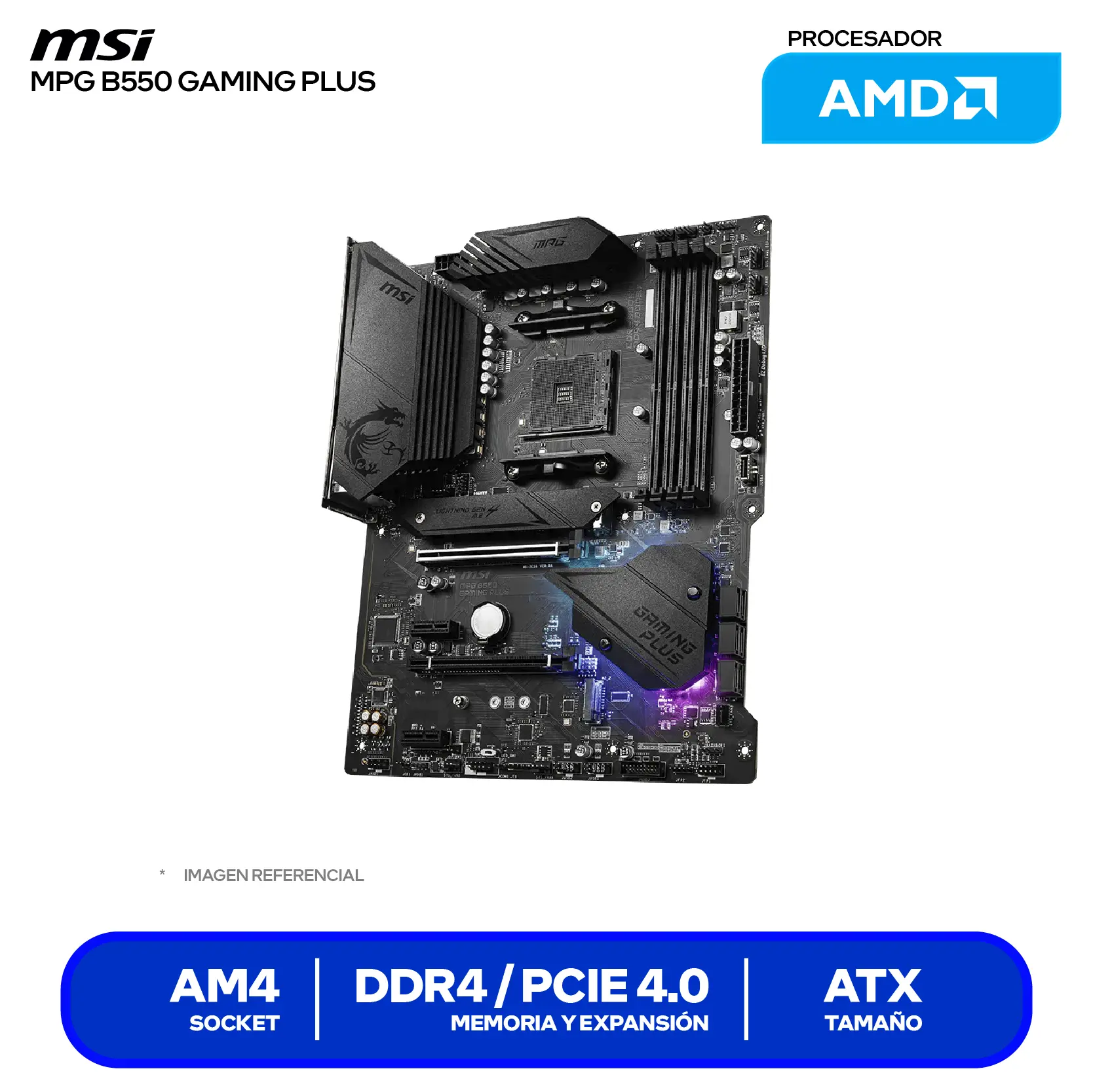 Placa Madre MSI MPG B550 GAMING PLUS (MPG B550 GAMING PLUS) AM4, DDR4, ATX