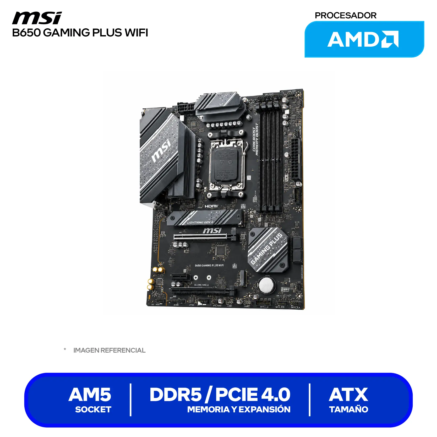 Placa Madre MSI B650 Gaming Plus WiFi (B650 GAMING PLUS WIFI) AM5, DDR5, ATX