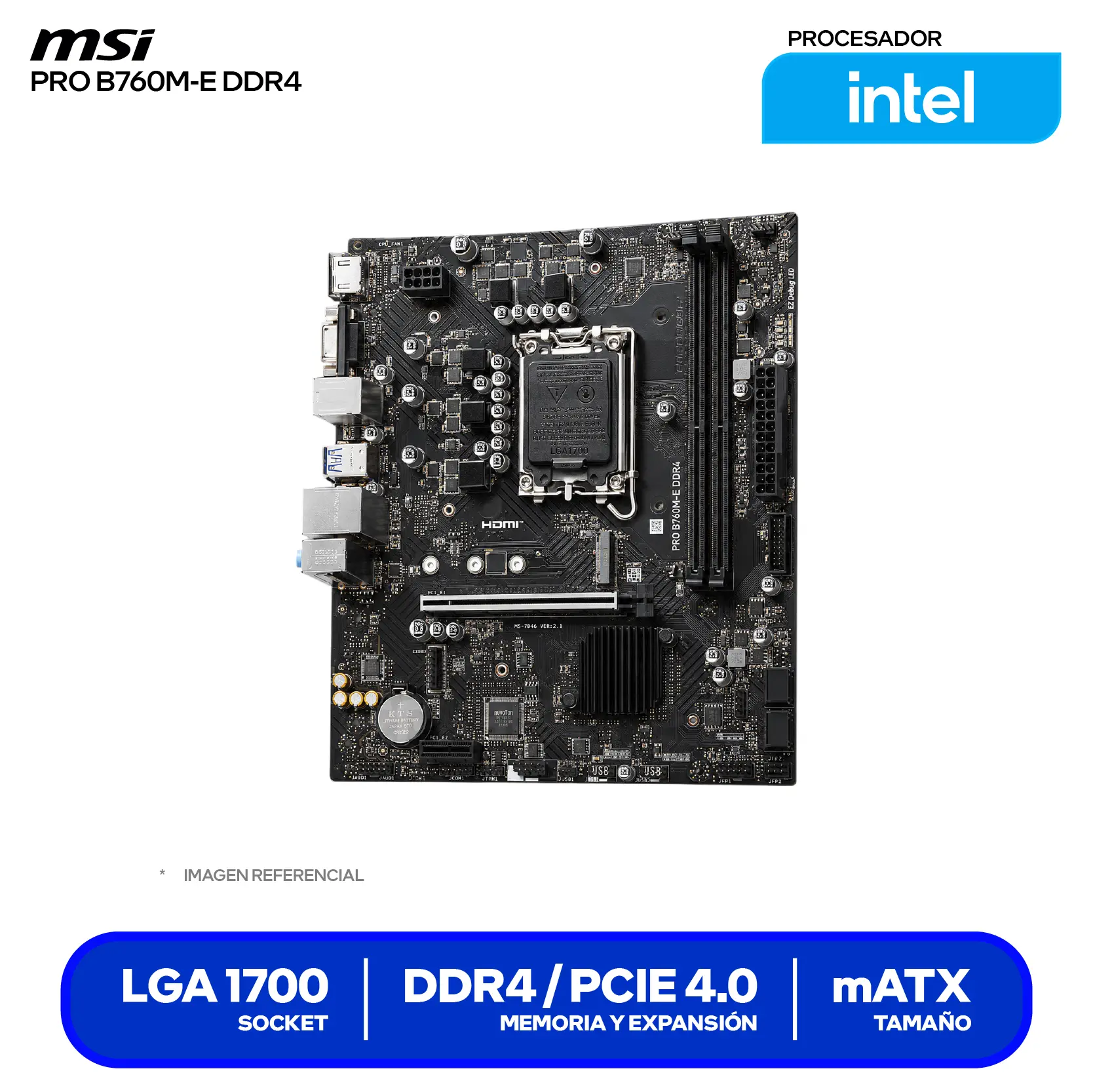 Placa Madre MSI Pro B760M-E DDR4 (PRO B760M-E DDR4) LGA1700, DDR4, mATX