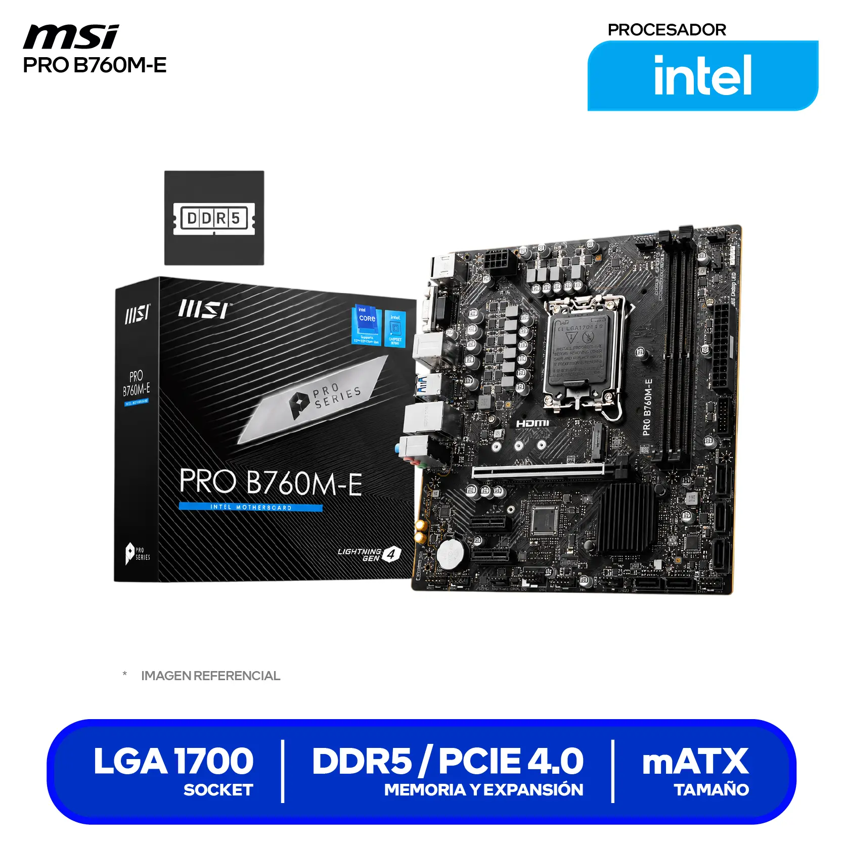 Placa Madre MSI PRO B760M-E (PRO B760M-E) LGA1700, DDR5, mATX