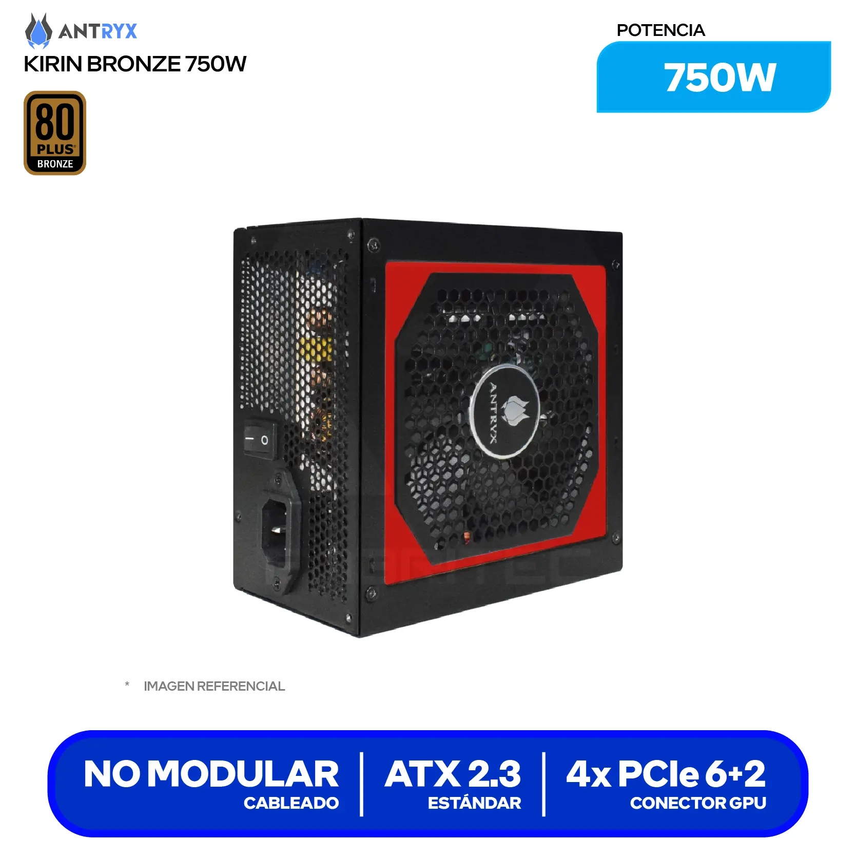 Fuente de Poder Antryx Kirin 750W (AP-KB750) 80 Plus Bronze, No Modular