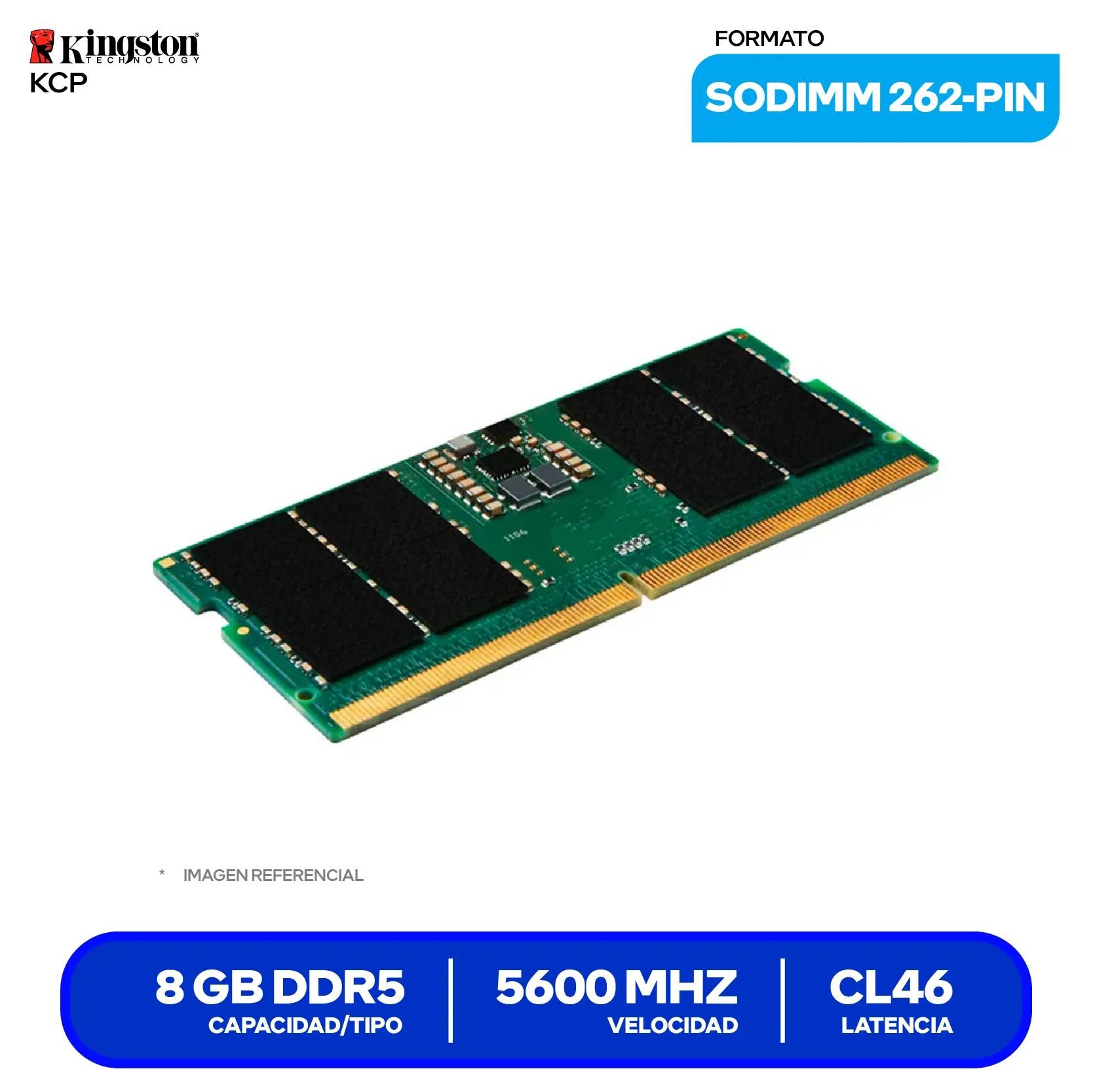 Memoria SO-DIMM Kingston ValueRAM (KVR56S46BS6-8) 8GB, DDR5, 5600 MHz