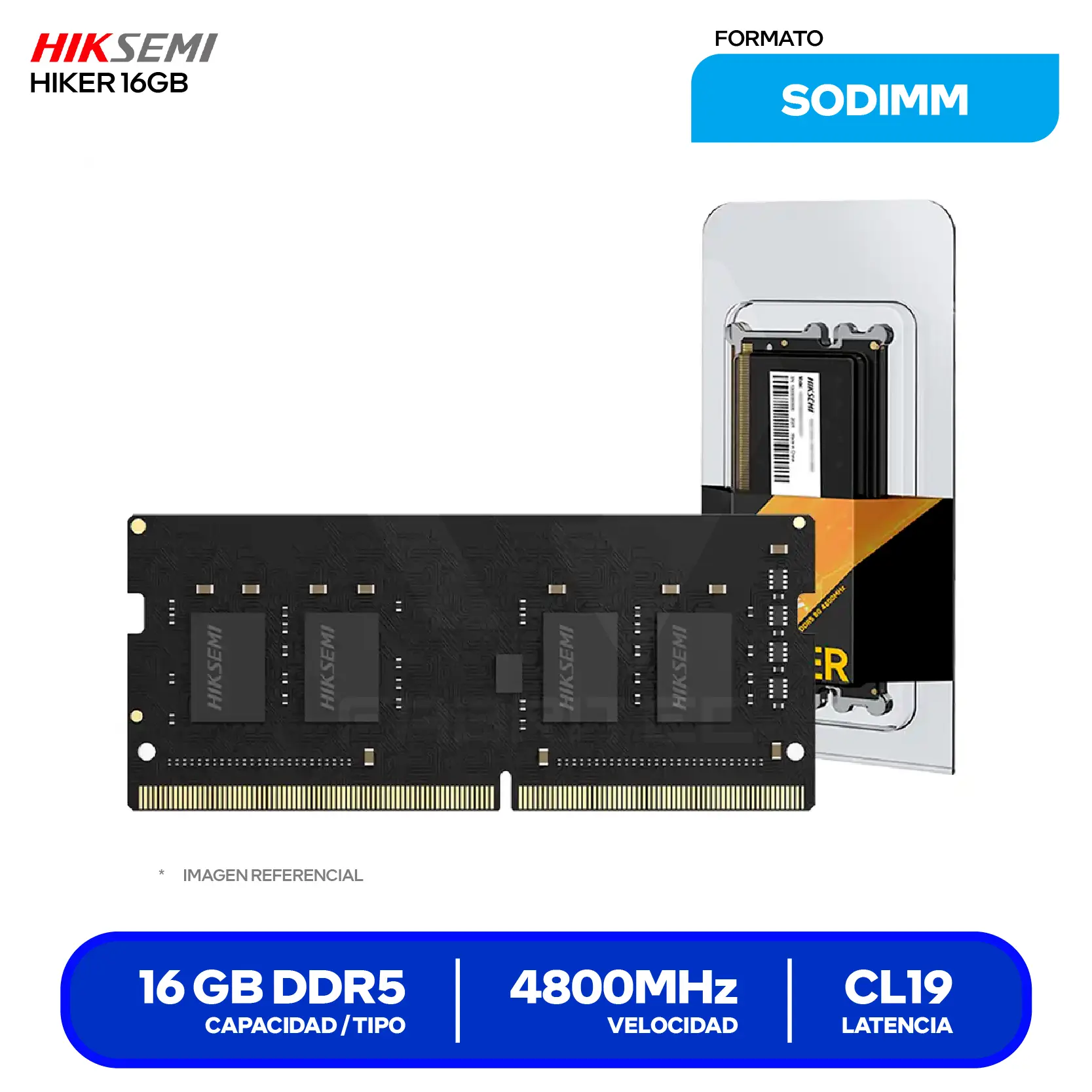 Memoria SO-DIMM Hiksemi Hiker (HSC516S48Z1 16G) 16GB, DDR5, 4800 MHz