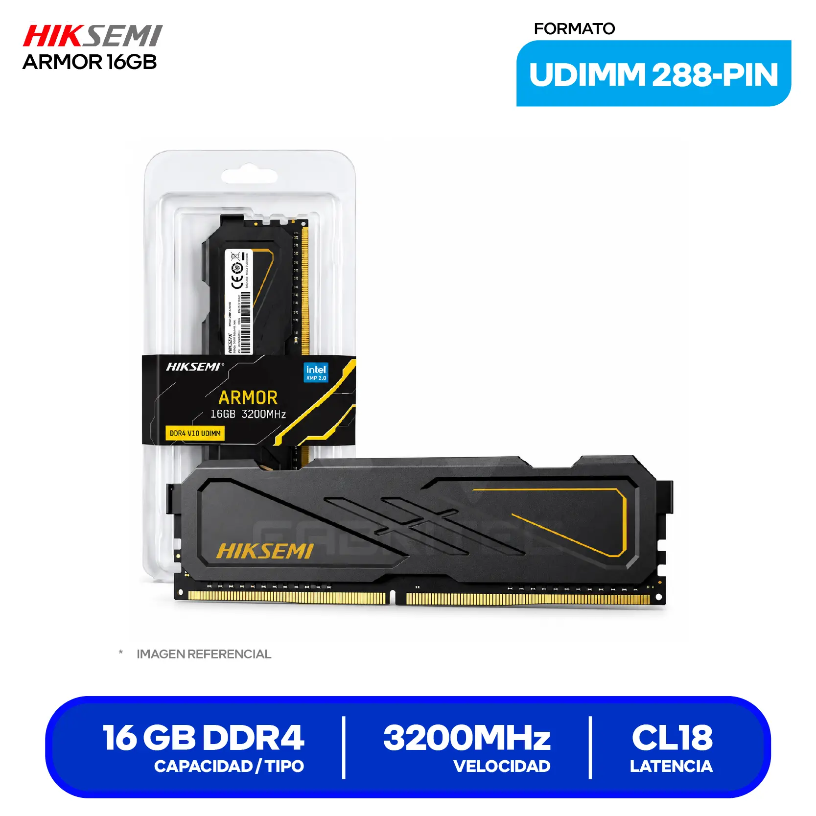 Memoria UDIMM Hiksemi Armor (HSC416U32I2 16G) 16GB, DDR4, 3200 MHz