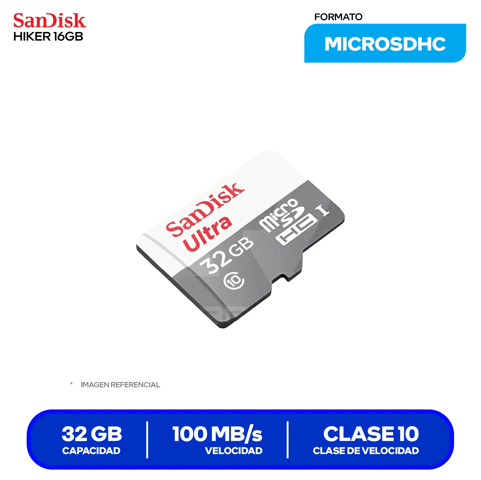 Memoria MicroSD SanDisk Ultra (SDSQUNR-032G-GN3MA) 32GB, Clase 10