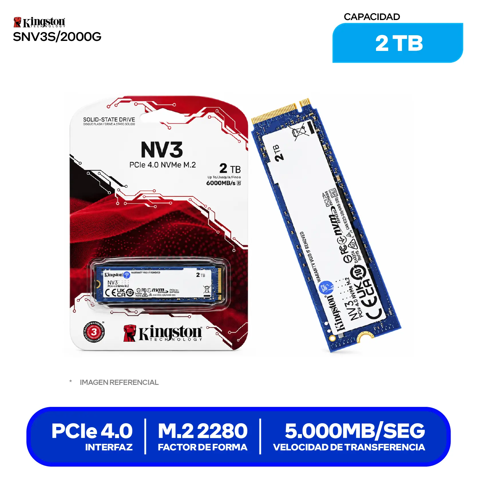 SSD Kingston NV3 2TB (SNV3S/2000G) M.2 2280, PCIe 4.0